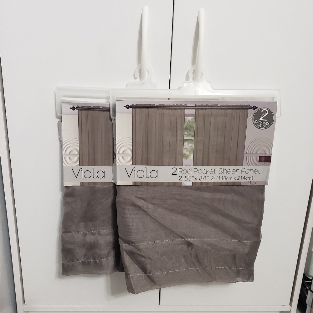 Sheer Rod Pocket Curtain Panel Set - Taupe
